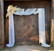 Load image into Gallery viewer, Rustic Wooden Arbour arch with boho flowers - HIRE ONLY
