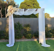 Load image into Gallery viewer, Rustic Wooden Arbour arch with boho flowers - HIRE ONLY
