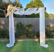 Load image into Gallery viewer, Rustic Wooden Arbour arch with boho flowers - HIRE ONLY
