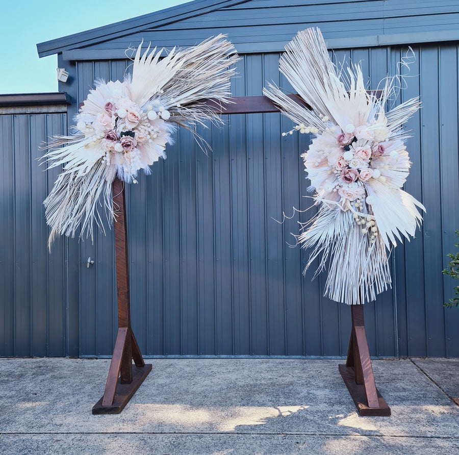 Boho blush romantic arbour flowers & wooden arbour – Package 2 - HIRE ONLY