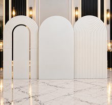 Load image into Gallery viewer, Set of 3 backdrops / arches in white – 2.1m tall - HIRE ONY
