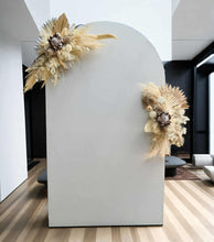 Load image into Gallery viewer, Single white backdrop / arch &amp; 2 x boho flowers - HIRE ONLY
