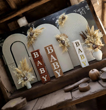 Load image into Gallery viewer, Three white backdrops / arches &amp; 5 x boho flowers - HIRE ONLY
