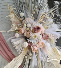 Load image into Gallery viewer, Double white backdrops / arches &amp; 3 x boho blush flowers - HIRE ONLY

