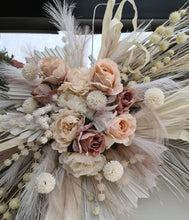 Load image into Gallery viewer, Double white backdrops / arches &amp; 3 x boho blush flowers - HIRE ONLY
