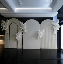 Load image into Gallery viewer, Three white backdrops / arches &amp; 5 x White flowers - Basic Package - HIRE RANGE
