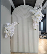 Load image into Gallery viewer, Three white backdrops / arches &amp; 5 x White flowers - Basic Package - HIRE RANGE
