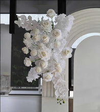 Load image into Gallery viewer, Three white backdrops / arches &amp; 5 x White flowers - Basic Package - HIRE RANGE

