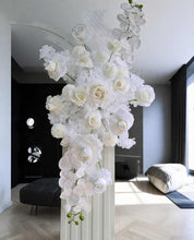 Load image into Gallery viewer, Three white backdrops / arches &amp; 5 x White flowers - Basic Package - HIRE RANGE
