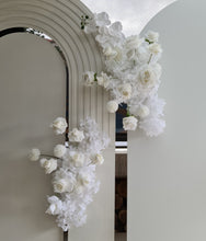 Load image into Gallery viewer, Three white backdrops / arches &amp; 5 x White flowers - Basic Package - HIRE RANGE
