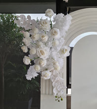 Load image into Gallery viewer, Three white backdrops / arches &amp; 5 x White flowers - Basic Package - HIRE RANGE
