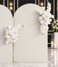 Load image into Gallery viewer, Three white backdrops / arches &amp; 5 x White flowers - Basic Package - HIRE RANGE
