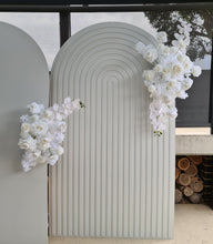 Load image into Gallery viewer, Three white backdrops / arches &amp; 5 x White flowers - Basic Package - HIRE RANGE

