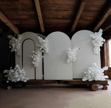 Load image into Gallery viewer, Three white backdrops / arches &amp; 7 x White flowers - Advanced Package 1 - HIRE ONLY
