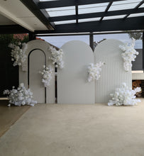 Load image into Gallery viewer, Three white backdrops / arches &amp; 7 x White flowers - Advanced Package 1 - HIRE ONLY
