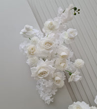 Load image into Gallery viewer, Three white backdrops / arches &amp; 7 x White flowers - Advanced Package 1 - HIRE ONLY

