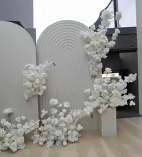 Load image into Gallery viewer, Three white backdrops / arches &amp; 9 x White flowers - Advanced Package 2 - HIRE ONLY
