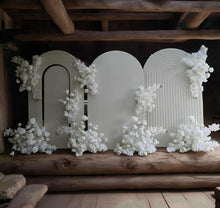 Load image into Gallery viewer, Three white backdrops / arches &amp; 9 x White flowers - Advanced Package 2 - HIRE ONLY
