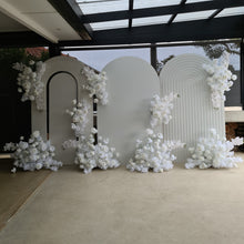 Load image into Gallery viewer, Three white backdrops / arches &amp; 9 x White flowers - Advanced Package 2 - HIRE ONLY
