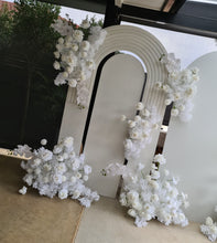 Load image into Gallery viewer, Three white backdrops / arches &amp; 9 x White flowers - Advanced Package 2 - HIRE ONLY
