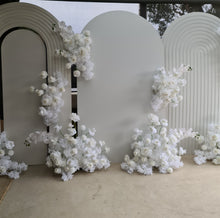 Load image into Gallery viewer, Three white backdrops / arches &amp; 9 x White flowers - Advanced Package 2 - HIRE ONLY
