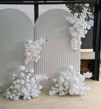 Load image into Gallery viewer, Three white backdrops / arches &amp; 9 x White flowers - Advanced Package 2 - HIRE ONLY
