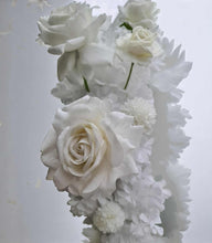 Load image into Gallery viewer, Three white backdrops / arches &amp; 11 x White flowers - Deluxe Package - HIRE ONLY
