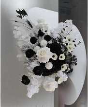 Load image into Gallery viewer, Ripple Arch / Backdrop &amp; black and white flowers - HIRE ONLY
