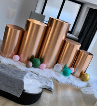 Load image into Gallery viewer, Rose Gold cylinder plinth cake or flower stand - 90cm - HIRE ONLY
