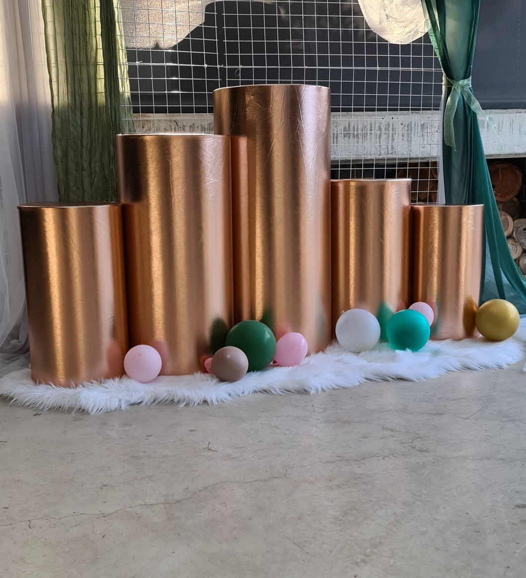 Rose Gold cylinder plinth cake or flower stand - 50cm - HIRE ONLY