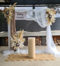 Load image into Gallery viewer, Boho flowers &amp; mesh backdrop / arch Package - HIRE ONLY
