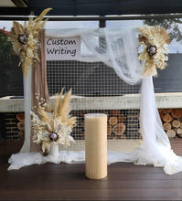 Load image into Gallery viewer, Boho flowers &amp; mesh backdrop / arch Package - HIRE ONLY
