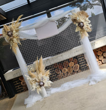 Load image into Gallery viewer, Boho flowers &amp; mesh backdrop / arch Package - HIRE ONLY
