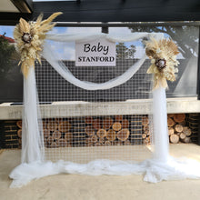 Load image into Gallery viewer, Boho flowers &amp; mesh backdrop / arch Package -  Basic- HIRE ONLY
