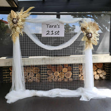 Load image into Gallery viewer, Boho flowers &amp; mesh backdrop / arch Package -  Basic- HIRE ONLY
