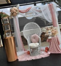 Load image into Gallery viewer, White mesh &amp; pink flowers - 1st Birthday - HIRE ONLY
