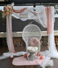 Load image into Gallery viewer, White mesh &amp; pink flowers - Birthday Package - HIRE ONLY
