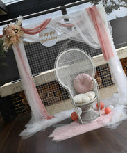 Load image into Gallery viewer, White mesh &amp; pink flowers - Birthday Package - HIRE ONLY
