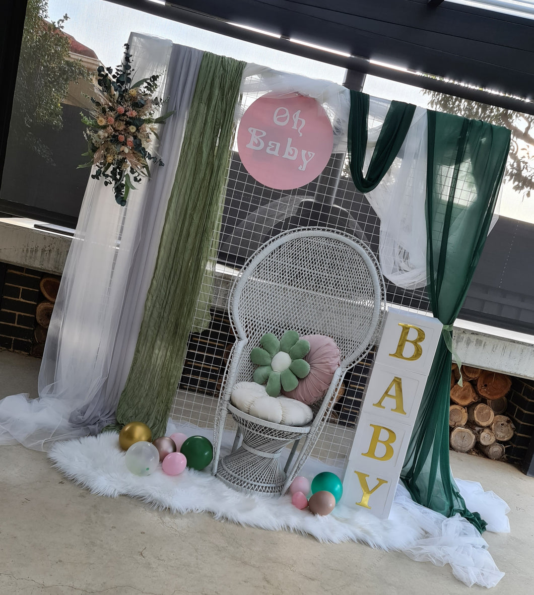 White mesh, green / pink – Baby Advanced Package  - HIRE ONLY
