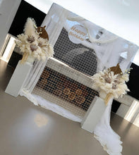 Load image into Gallery viewer, Boho urns &amp; white mesh backdrop Birthday package - HIRE ONLY
