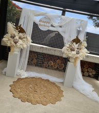 Load image into Gallery viewer, Boho urns &amp; white mesh Birthday package w rug - HIRE ONLY
