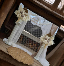 Load image into Gallery viewer, Boho urns &amp; white mesh Roman columns Birthday package - HIRE ONLY
