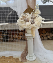 Load image into Gallery viewer, Boho urns &amp; white mesh Roman columns Birthday package - HIRE ONLY
