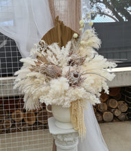 Load image into Gallery viewer, Boho urns &amp; white mesh Roman columns Birthday package - HIRE ONLY
