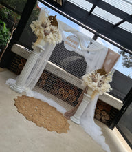Load image into Gallery viewer, Boho urns &amp; white mesh Roman columns Birthday package - HIRE ONLY
