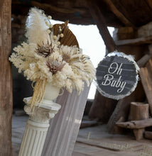 Load image into Gallery viewer, Boho urns &amp; white mesh Roman columns Baby shower package - HIRE ONLY
