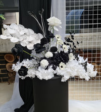 Load image into Gallery viewer, Black &amp; white flowers - Mesh backdrop - Advanced 2 - HIRE ONLY
