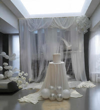 Load image into Gallery viewer, White mesh &amp; 2 x white flowers - Basic Package 2 - HIRE ONLY
