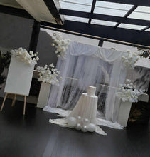 Load image into Gallery viewer, White mesh &amp; 5 x white flowers - Deluxe Package 1 - HIRE ONLY

