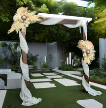 Load image into Gallery viewer, Rustic Wooden Arbour arch with 2  x boho flowers - HIRE ONLY
